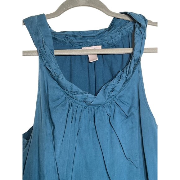 Loft Large Top 100% Cotton Lined Sleeveless Blue/Green Casual Beach - Picture 2 of 13